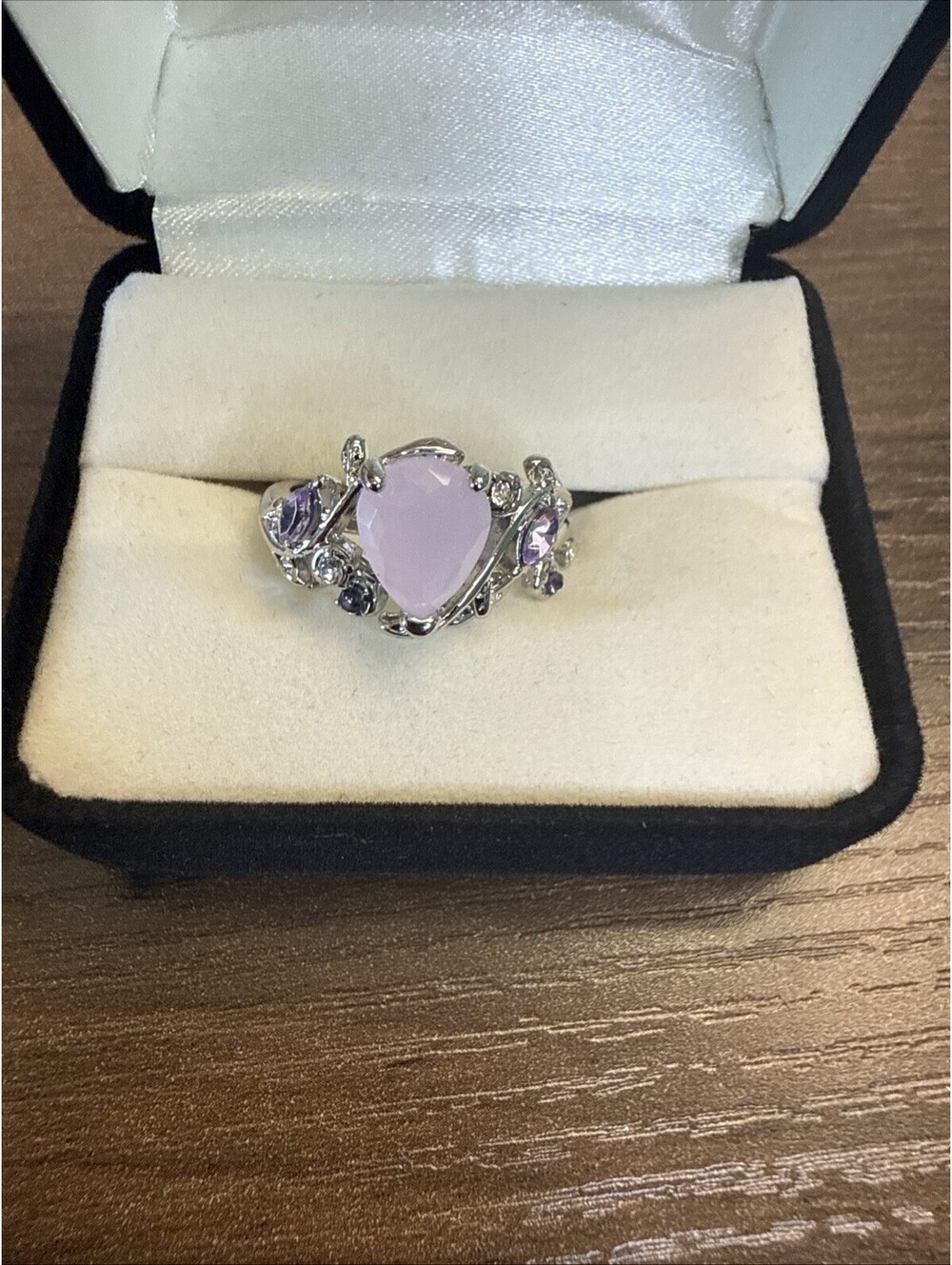 Stainless Steel Stacking Ring Set Pink And Purple With Vines Size 8